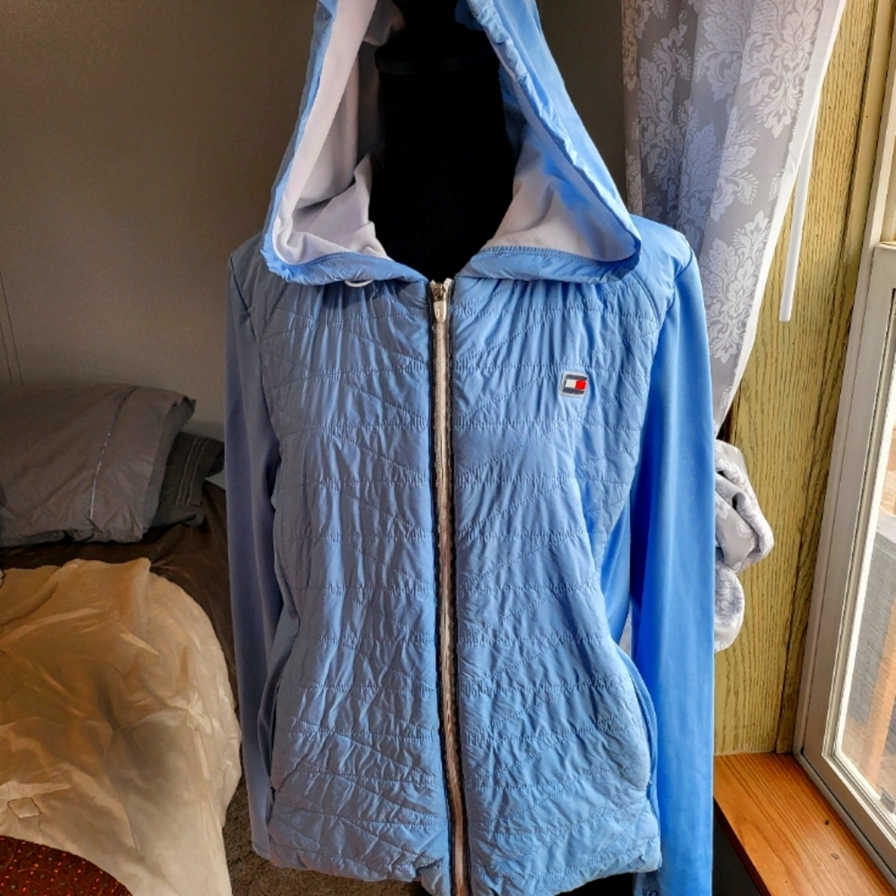 Tommy Hilfiger Women's Light Blue Hooded Jacket